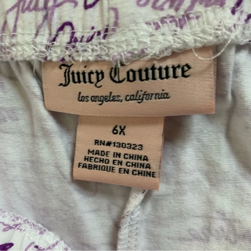 Juicy Couture White and Purple Logo Leggings 6X